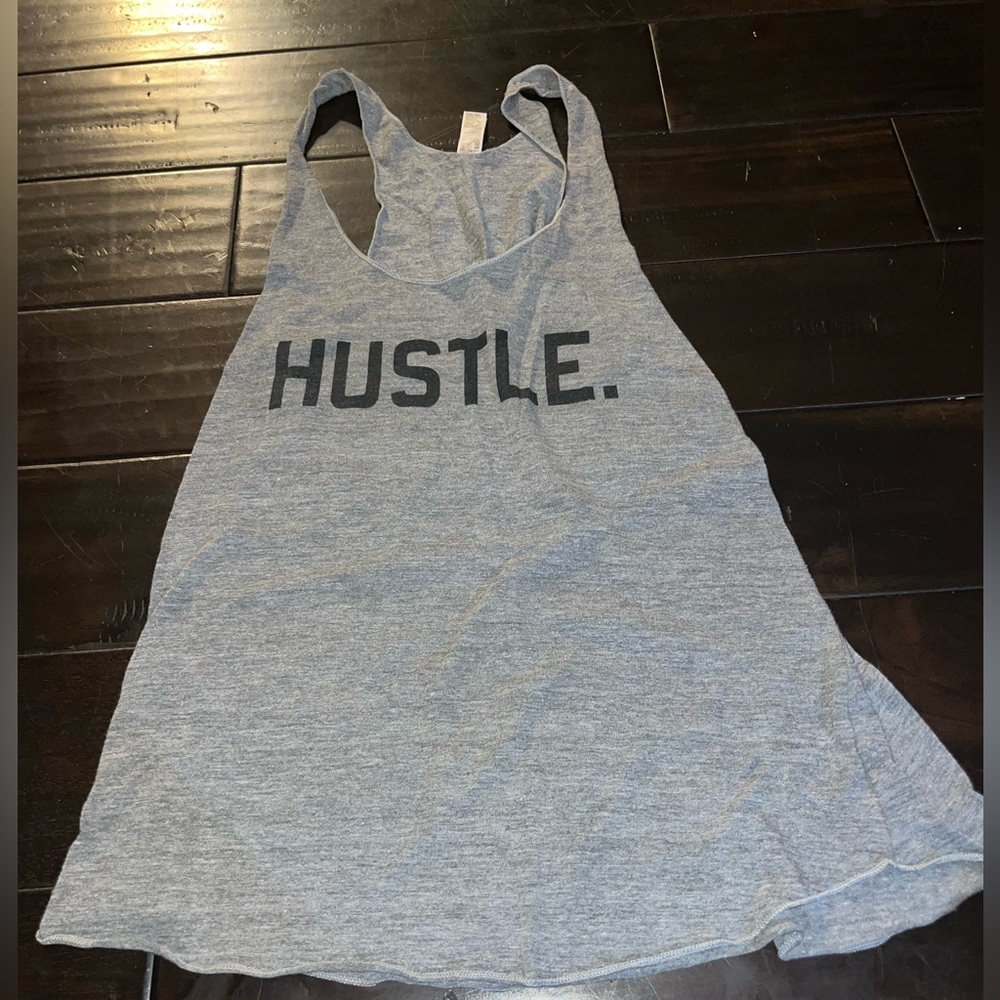 American Apparel Gray Tank Top with 'Hustle' Print